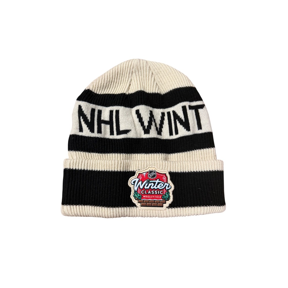 Fanatics NHL Winter Classic Wrigley Field Striped Cuffed Beanie Hat Cream Black